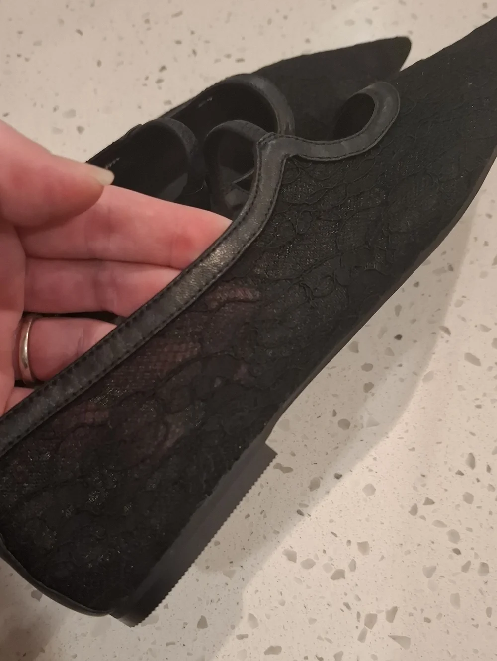 Matisse Fleur Lace Pointed Toe Ballet Flats Black Witchy Goth Size 7
